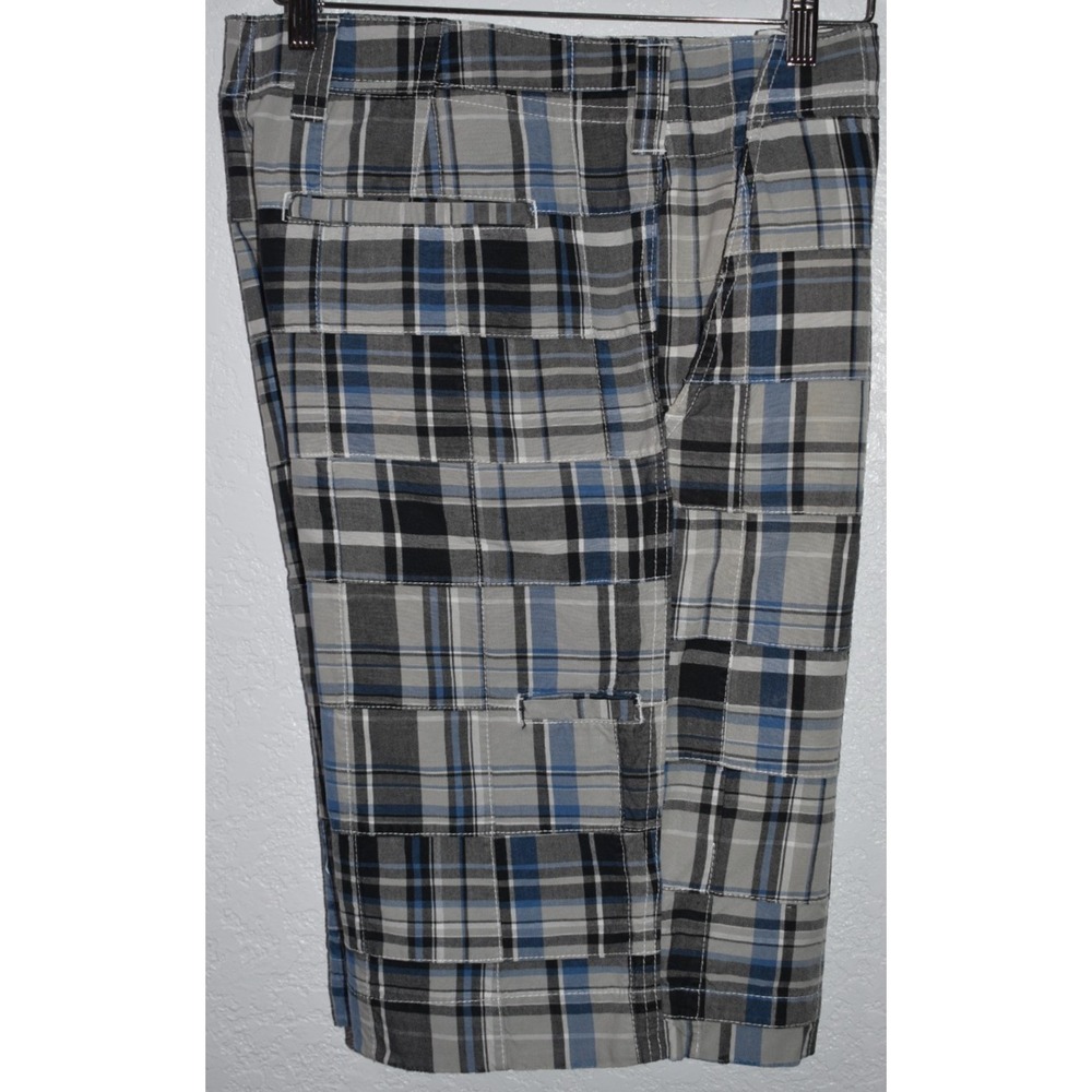 BKE Plaid Patchwork Shorts Mens Sz 33 100% Cotton Front & Back Pockets Hudson